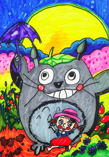 龙猫创意画简单好看