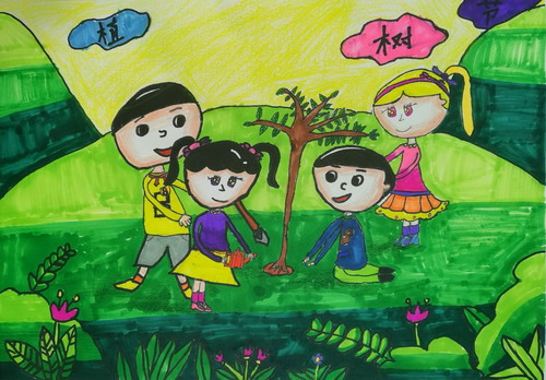 植树造林画简单又漂亮