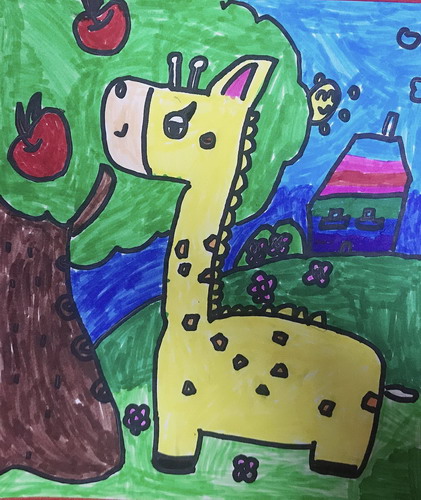 森林里的小鹿绘画作品