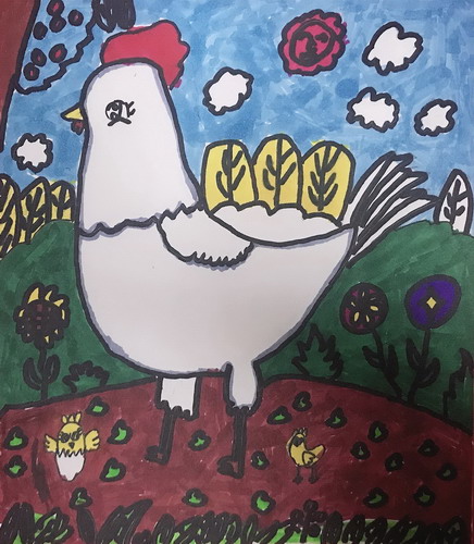 骄傲的公鸡儿童画获奖