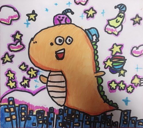 可爱的小恐龙创意画简单好看