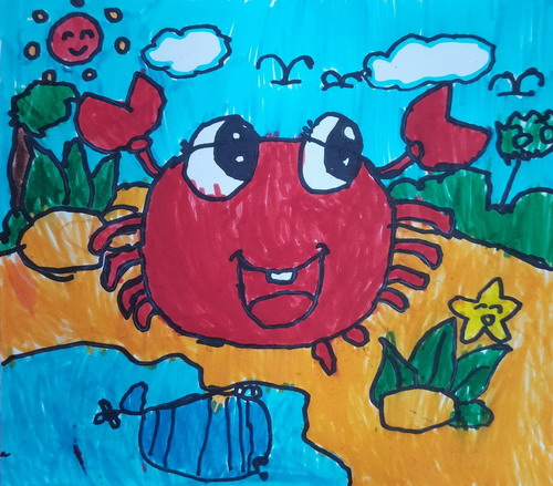 螃蟹先生儿童绘画简单