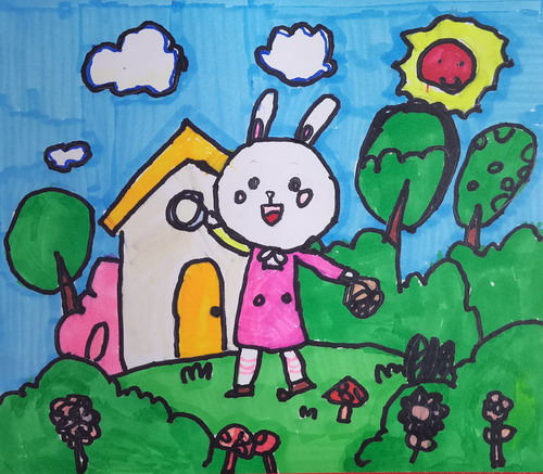 快乐小白兔画画图片