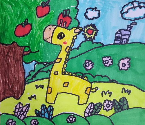 野外长颈鹿儿童绘画获奖