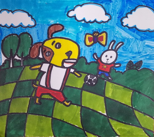 踢足球手绘画图片