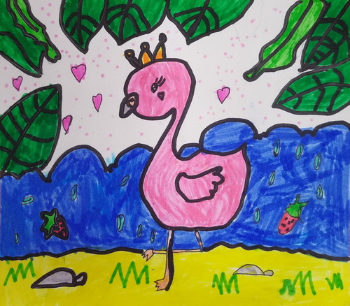 火烈鸟公主儿童画