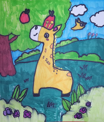 小长颈鹿手绘画获奖