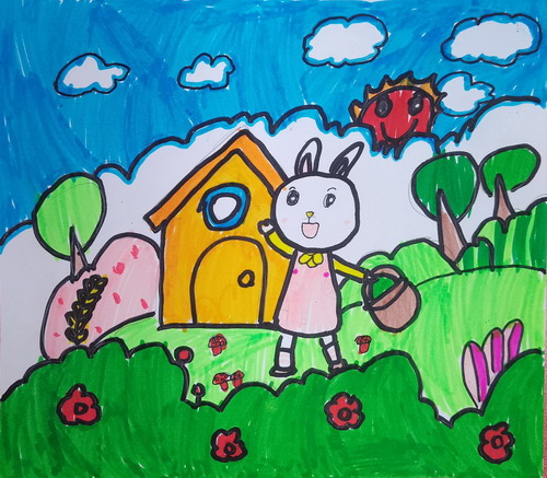 可爱小白兔手绘画简单好看