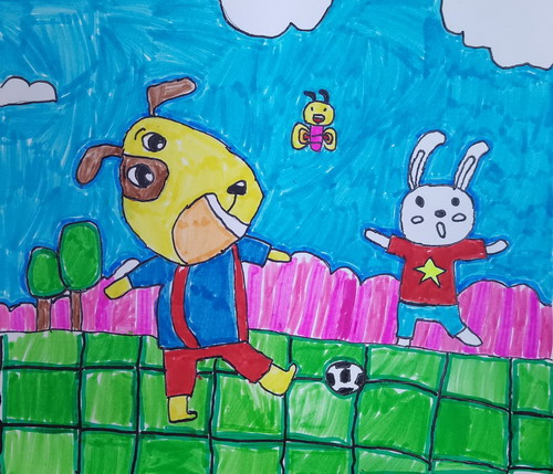 足球比赛绘画漂亮