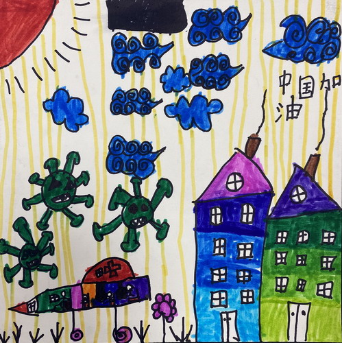 战胜病毒手绘画简单好看