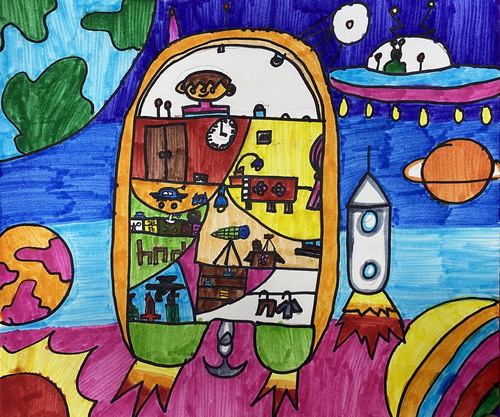 我自制的太空飞行器画画简单