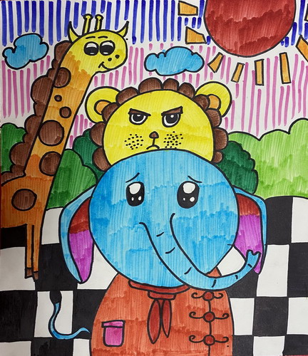 动物大聚会儿童绘画简单