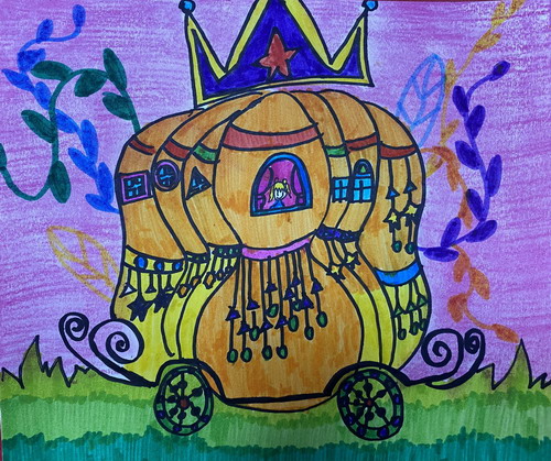 南瓜马车儿童画图片