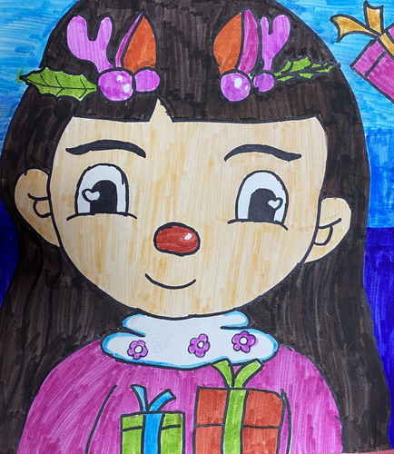 鹿角女孩绘画作品