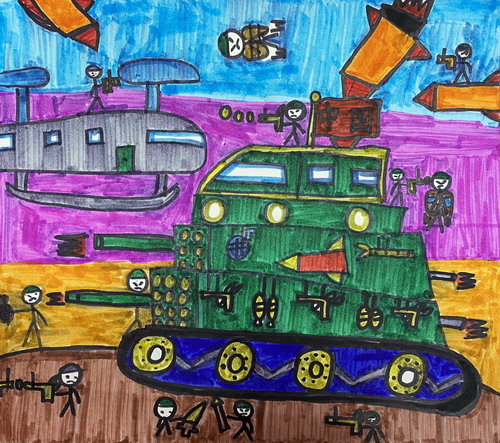 坦克大战儿童画