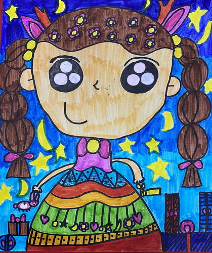 可爱女孩儿童画创意