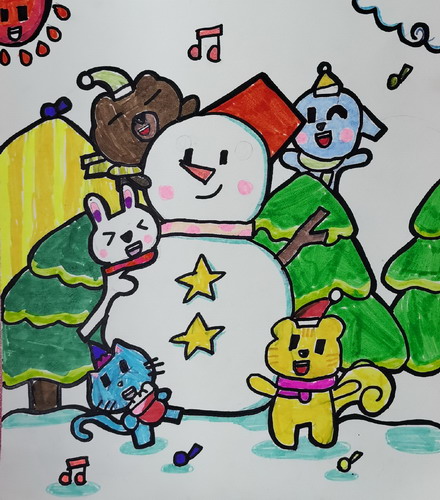 冬季聚会儿童绘画一等奖