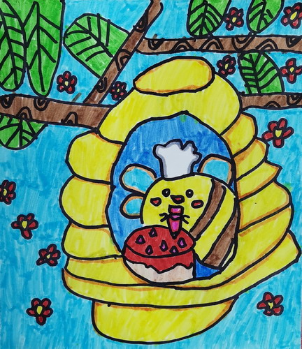 蜜蜂蛋糕师儿童绘画简单