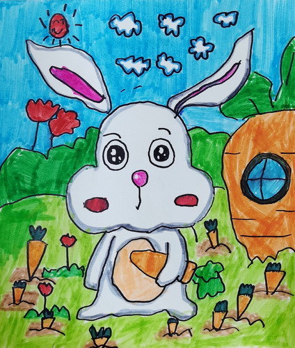 兔先生的萝卜屋儿童画一等奖