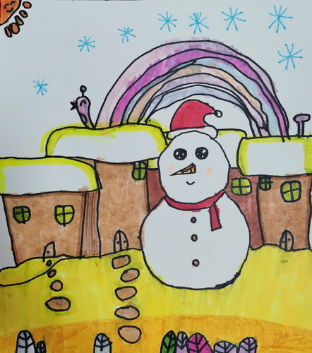 冬日雪景画简单好看