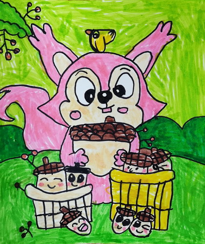 松鼠的收获创意画简单好看