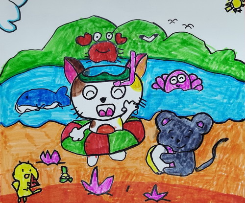 猫咪的夏天画画好看