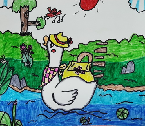 白鹅的旅途手绘画获奖