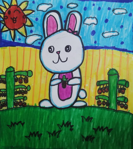 可爱的小兔子儿童画图片