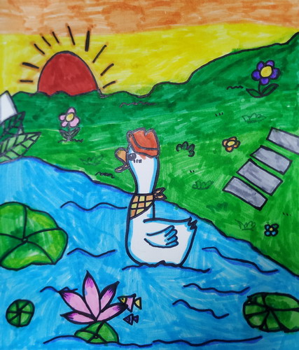 可爱的白鹅手绘画图片