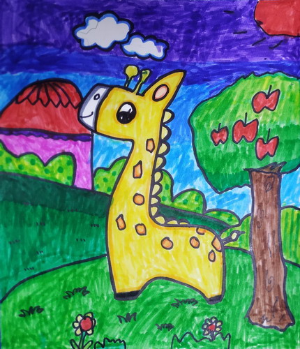可爱的长颈鹿绘画漂亮