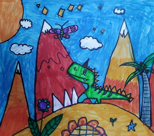 可爱的小恐龙绘画一等奖