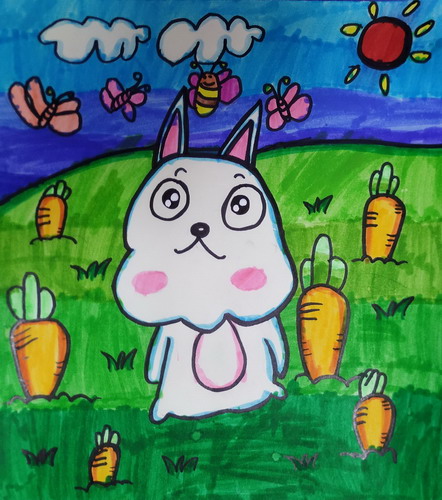 胡萝卜田的小兔子创意画简单好看