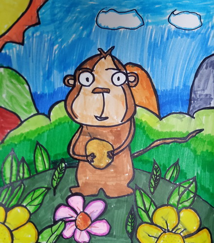 可爱的小猴子手绘画图片