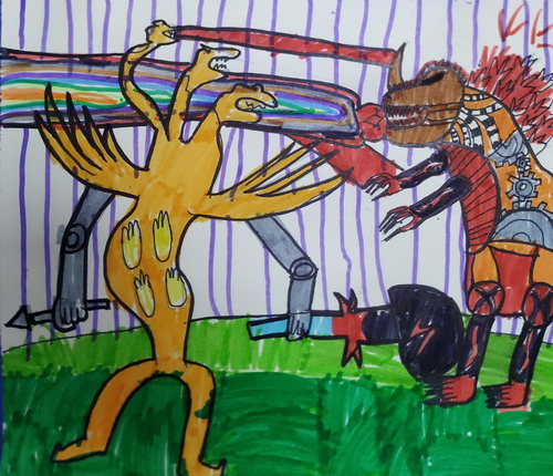 哥斯拉大战基多拉画画好看