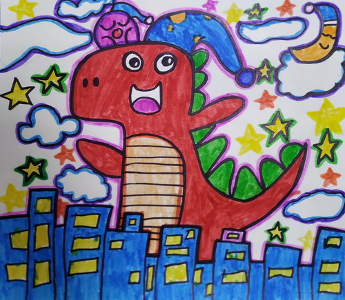 晚安小恐龙画画作品