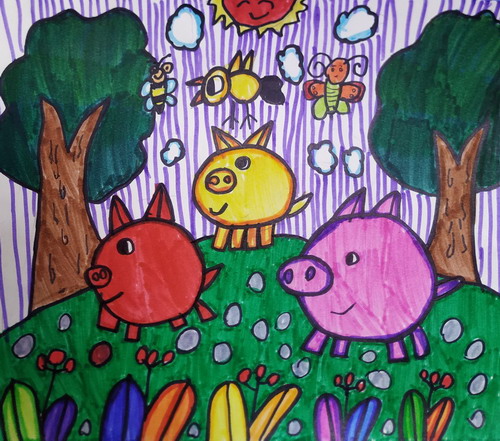 三只可爱的小猪创意画获奖