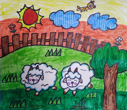 两只小羊创意画获奖