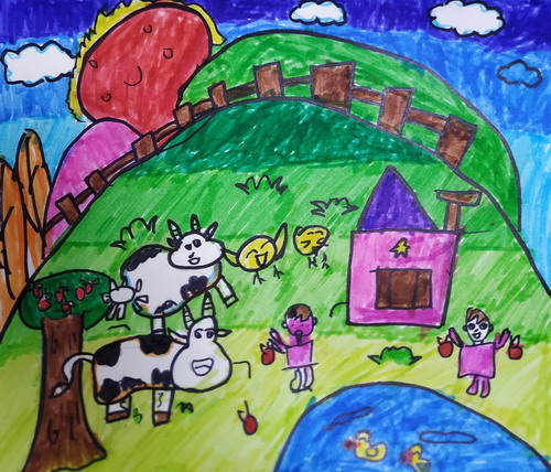 快乐农场儿童绘画简单