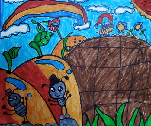 小蚂蚁搬家儿童绘画简单