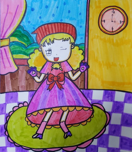 可爱的小女孩画画简单