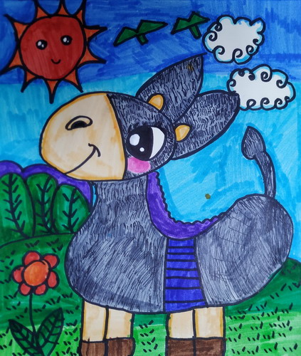 可爱的小毛驴手绘画