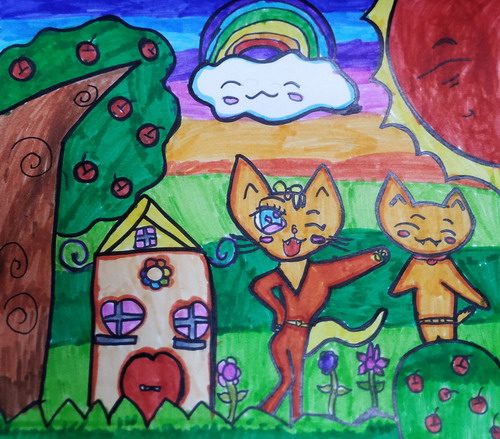 快乐猫咪儿童画获奖