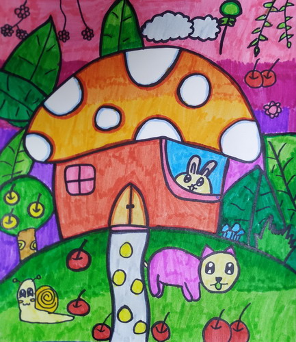 蘑菇小屋手绘画