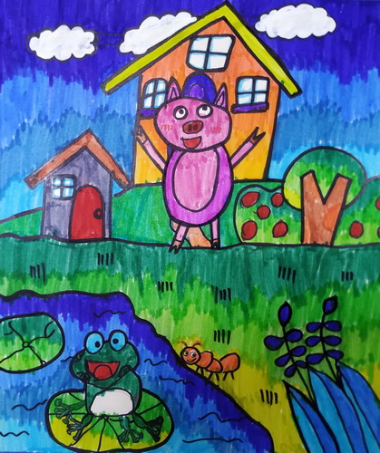 快乐的小动物手绘画简单好看