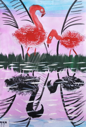 火烈鸟创意画
