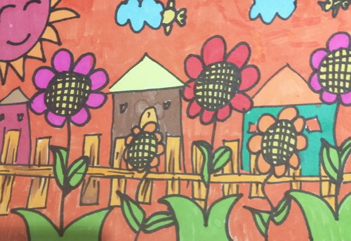 鲜艳的花画画作品