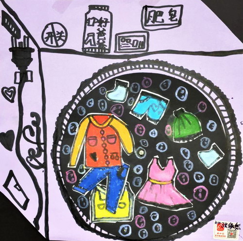 滚筒洗衣机画画图片