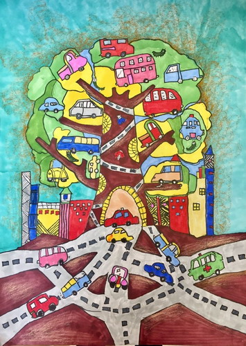 未来停车场画画好看