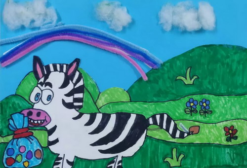 可爱的小斑马手绘画简单好看