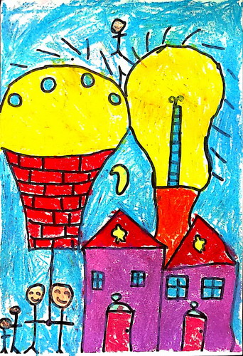 气球城堡儿童画图片